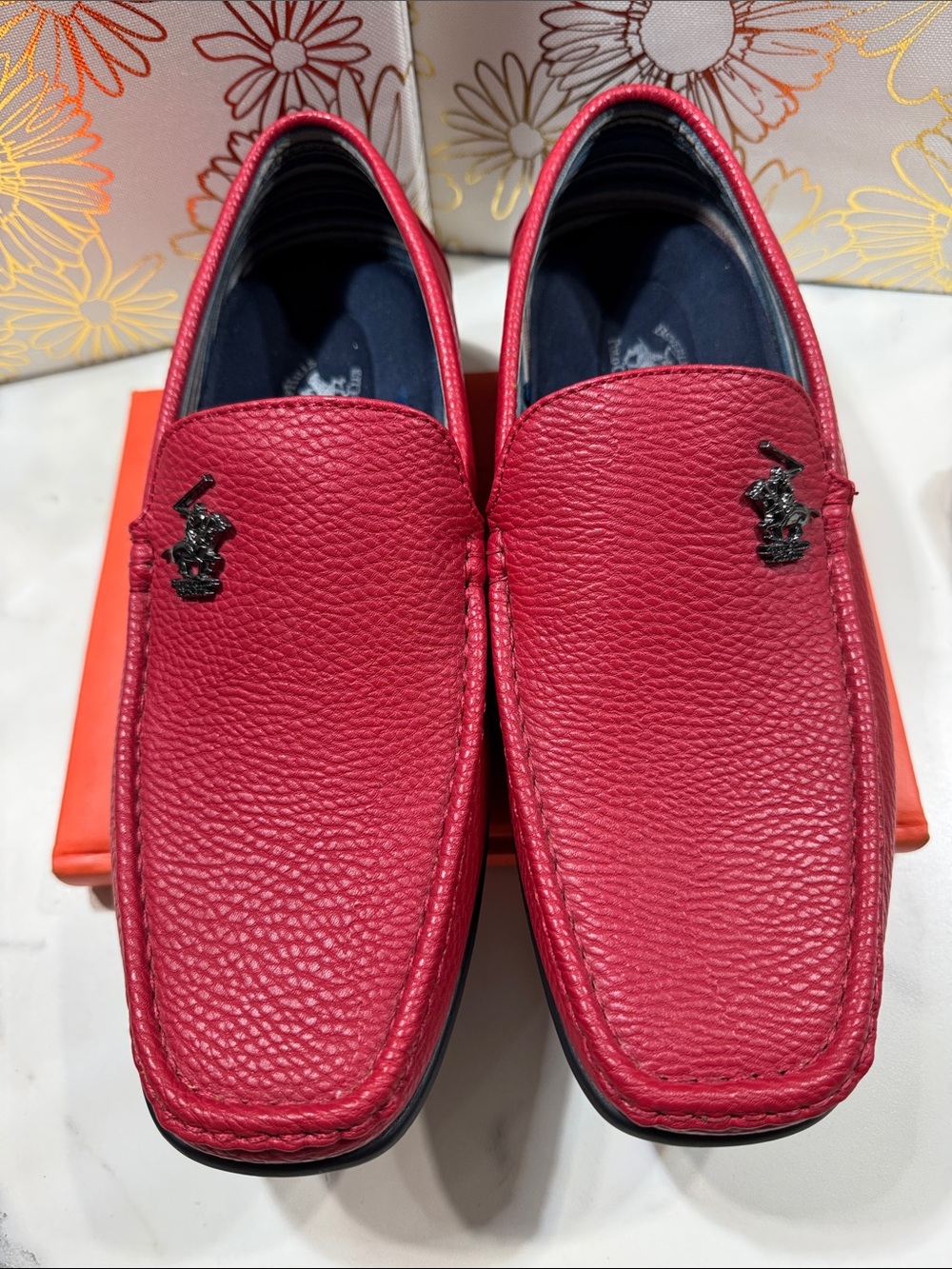 Men's Red Leather Driving Loafers